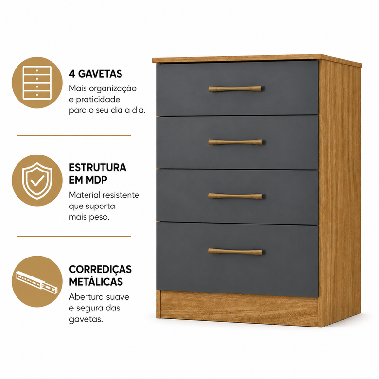 Cômoda 4 Gavetas MS913 Moval