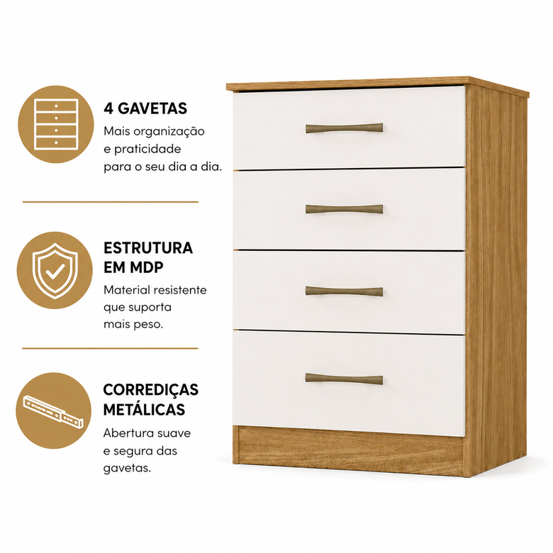 Cômoda 4 Gavetas MS913 Moval