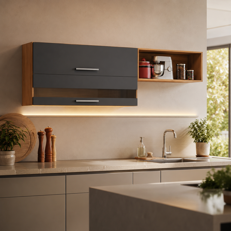Armário Aéreo Duplo 100% MDF 2 Portas 200Cm Carménère Ronipa