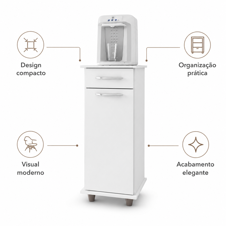 Balcão de Cozinha Multiuso Viena 1 Porta 1 Gaveta Fiorello