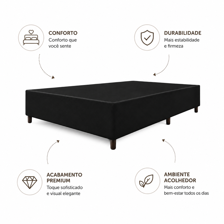 Base Para Cama Box Casal Universal 138x30cm Corino Bacetto