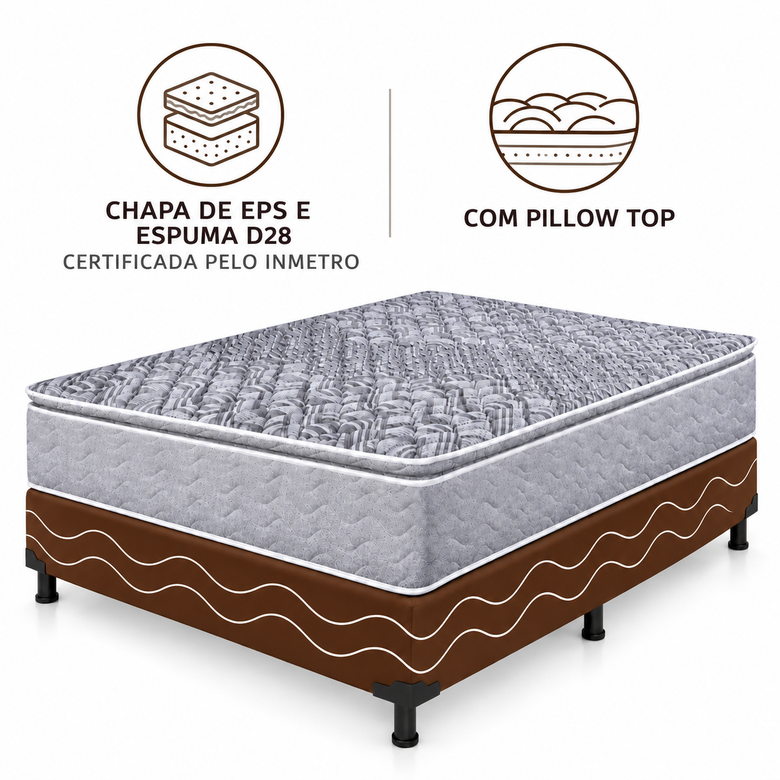 Cama Box Casal (Colchão + Base) D28 Diamante Design