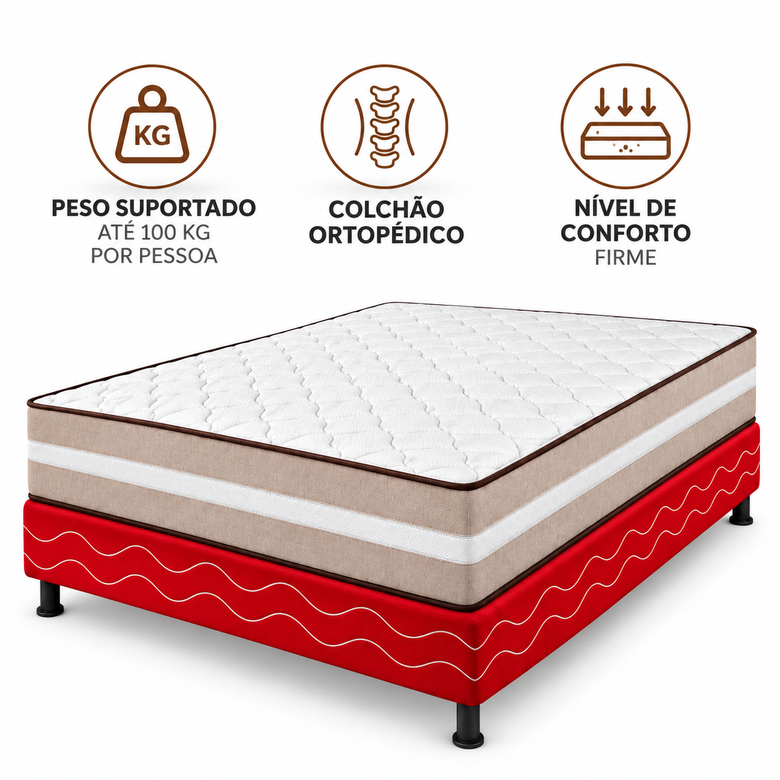 Cama Box Casal Ortopédico 138x188cm Gold Premium Reconflex