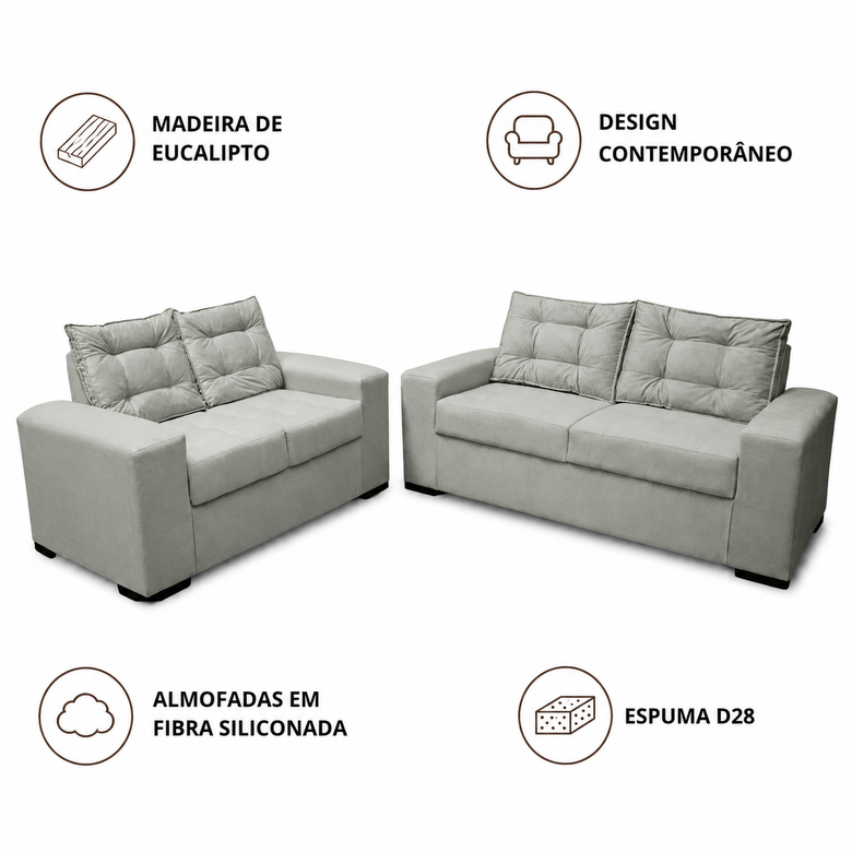 Conjunto de Sofá 2x3 Lugares Torun Masterflex