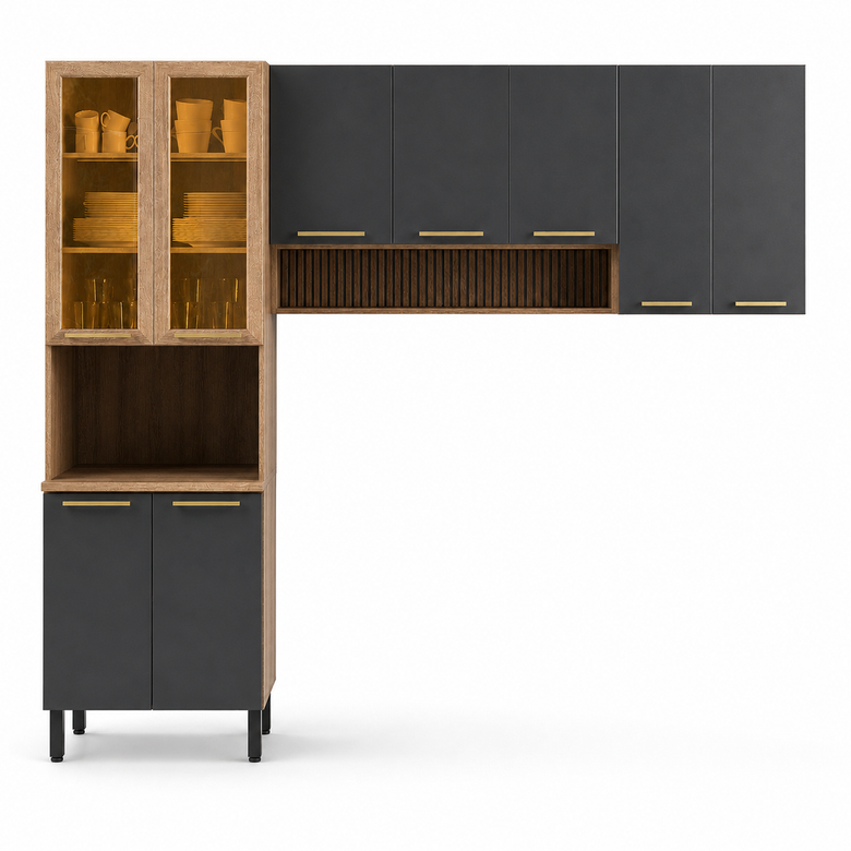 Cozinha Modulada 3 Peças 9 Portas Avelã Telasul