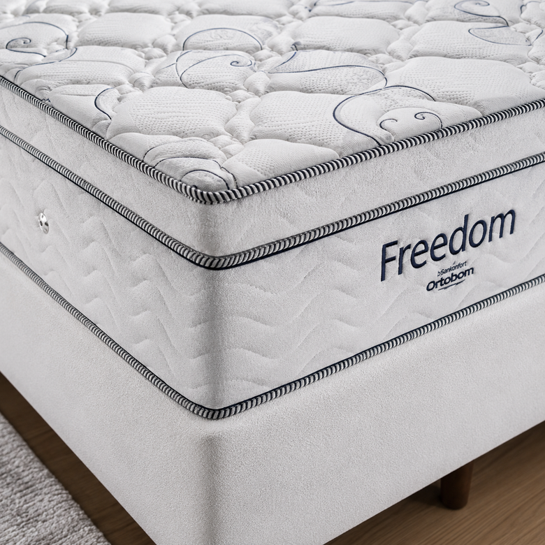 Cama Box Casal (Colchão + Base) 138x188x62 Molas Ensacadas Ortobom