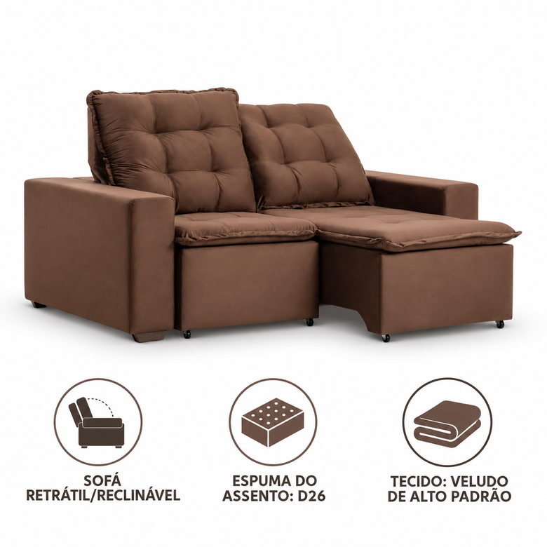 Sofá Retrátil/Reclinável 2 Lugares Dallas Marquês Estofados