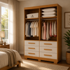 Guarda-Roupa Solteiro Buriti 2 Portas 6 Gavetas com Espelho Novo Horizonte