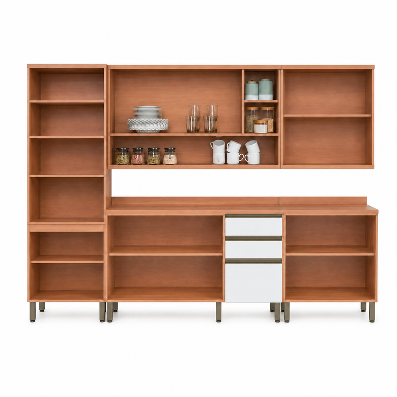 Cozinha Modulada 5 Peças 11 Portas 3 Gavetas Macadâmia Telasul