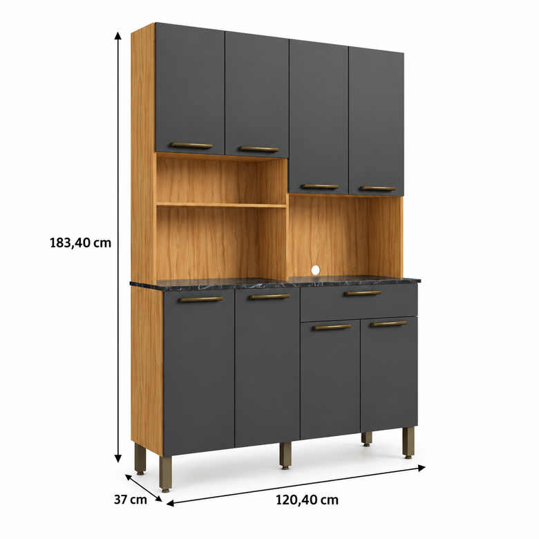 Cozinha Compacta 100% MDF 8 Portas 1 Gaveta Tannat Ronipa