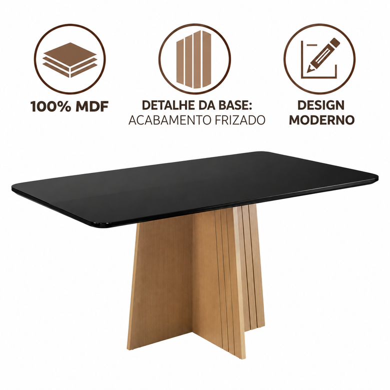 Mesa de Jantar 6 Lugares 100% MDF Isa Sonetto