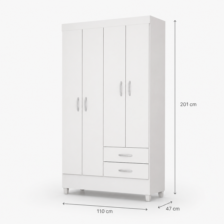 Guarda-Roupa Solteiro 4 Portas 2 Gavetas Astro Demóbile