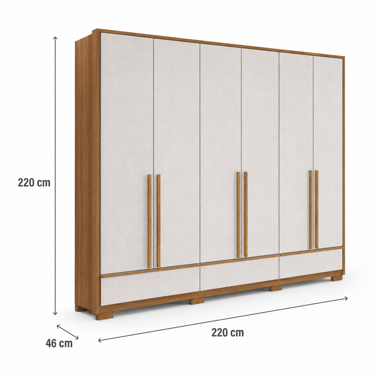 Guarda-Roupa Casal 100% MDF 6 Portas 3 Gavetas NT6035 Notável Móveis