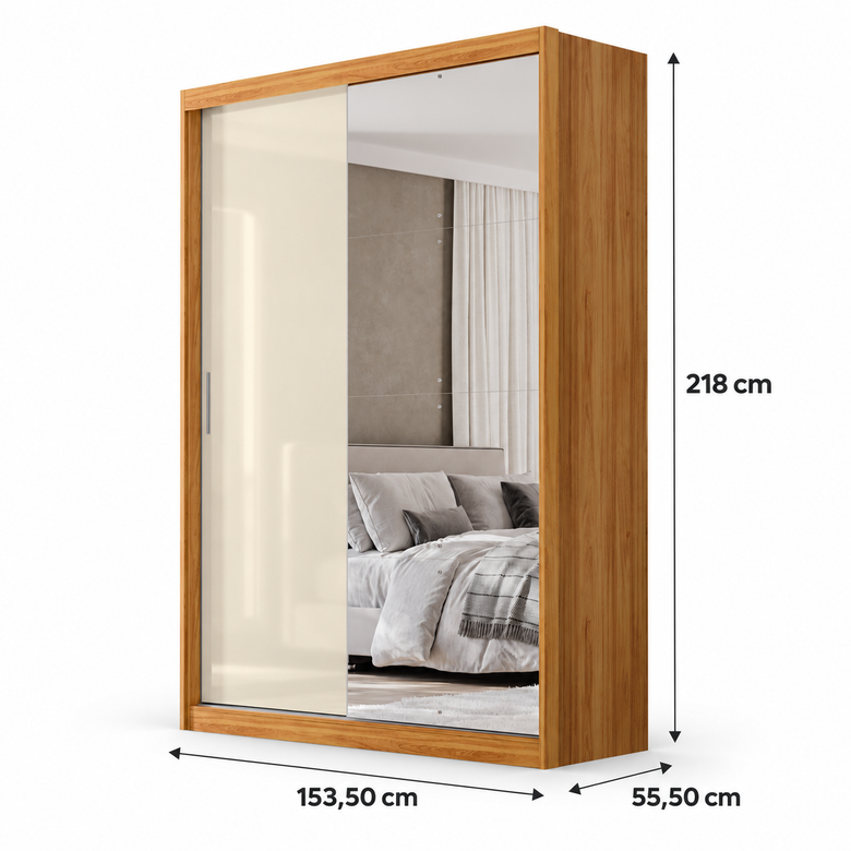 Guarda-Roupa Casal 100% MDF Com Espelho 2 Portas Riva Demóbile