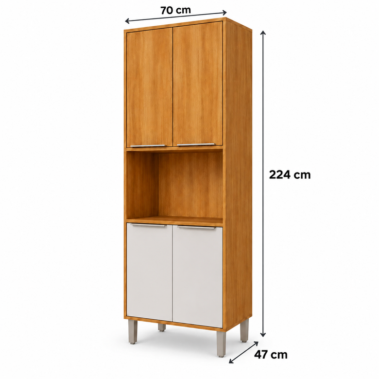 Paneleiro Torre Quente 100% MDF 70cm 4 Portas Divina MGM