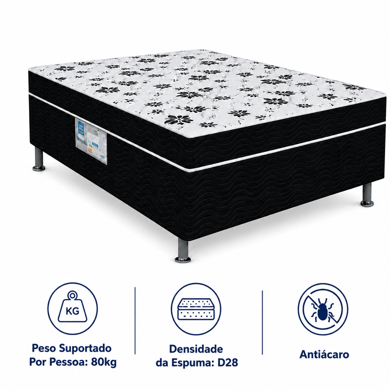 Cama Box Conjugada Casal D28 138x188x43 Union Ortopedic Ortobom