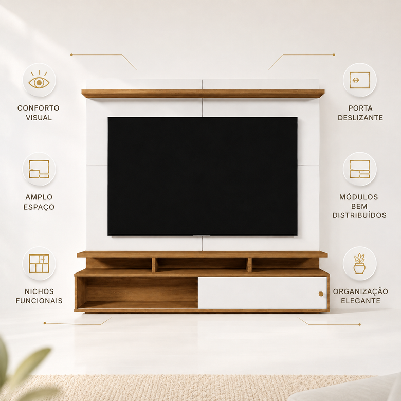 Home Suspenso Para Tv Até 70" Morretes Mobler