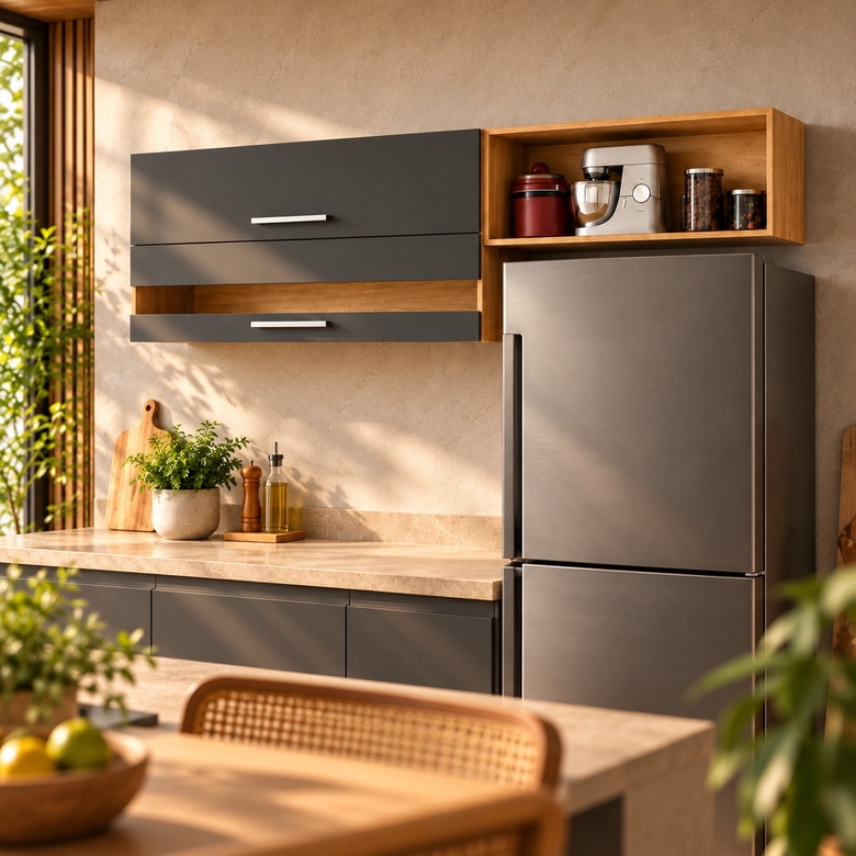 Armário Aéreo Duplo 100% MDF 2 Portas 200Cm Carménère Ronipa
