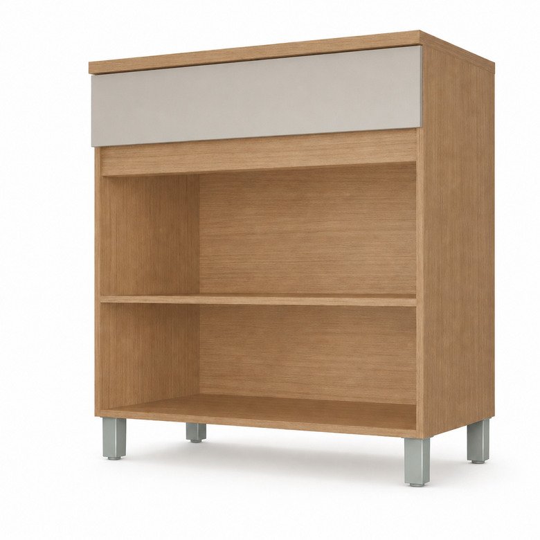 Balcão de Cozinha 100% MDF Com Tampo 2 Portas 1 Gaveta 80cm Realeza Nesher