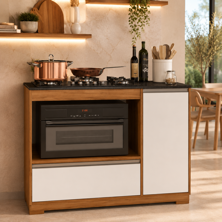 Balcão Cooktop Para Cozinha 1 Porta 1 Gaveta NT 3050 Notável