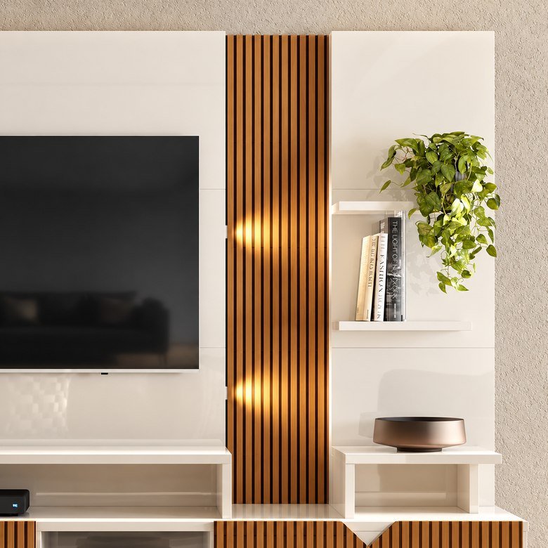 Home Para Tv Até 55" Ripada 3D Cross Lukaliam