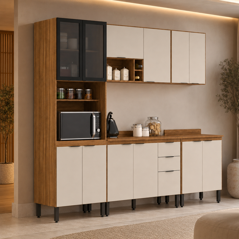 Cozinha Modulada 5 Peças 13 Portas 2 Gavetas Firenze Demóbile