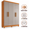 Guarda Roupa Solteiro 100% MDF 4 Portas 2 Gavetas Sergipe Bianchi