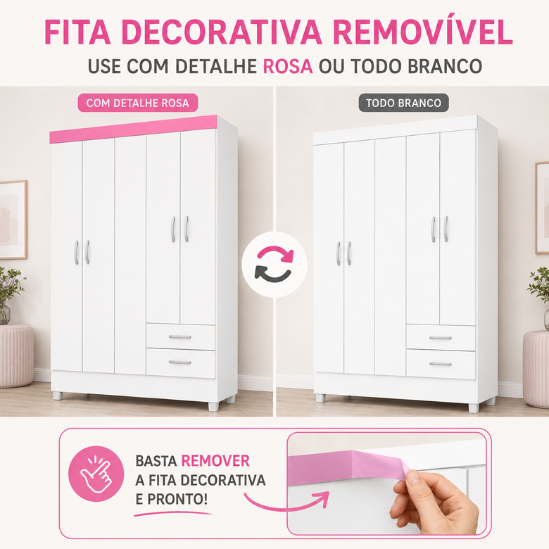 Guarda-Roupa Solteiro 4 Portas 2 Gavetas Astro Demóbile