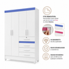 Guarda-Roupa De Solteiro Sobral 4 Portas 4 Gavetas Moval
