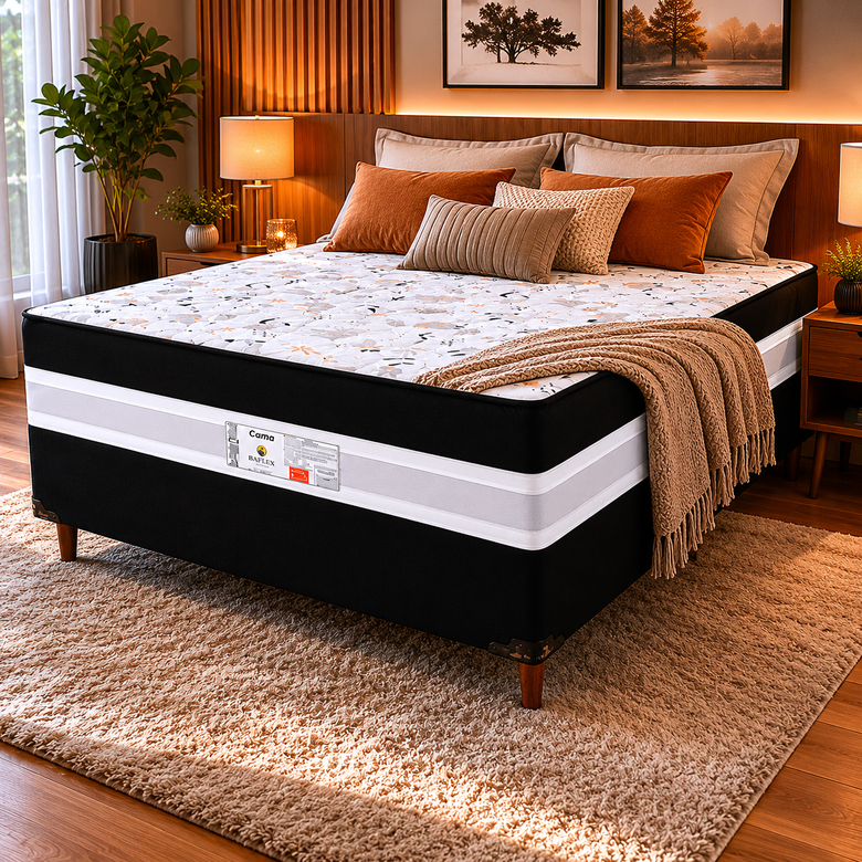Cama Box Casal Conjugada D28 Ortomedic 138x188x53cm Bacetto