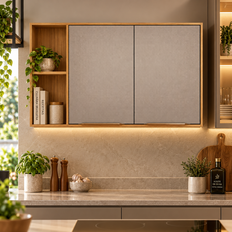 Armário Aéreo 100% MDF 120cm 2 Portas Plena Demóbile