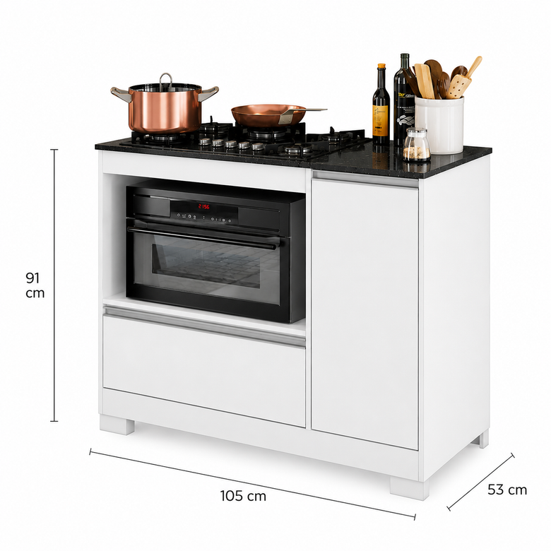 Balcão Cooktop Para Cozinha 1 Porta 1 Gaveta NT 3050 Notável
