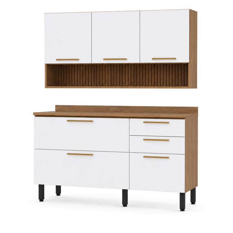 Cozinha Compacta Avelã 6 Portas 2 Gavetas Telasul