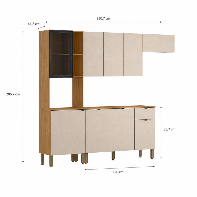 Cozinha Modulada 100% MDF 9 Portas 1 Gaveta Vert Plus Kits Paraná