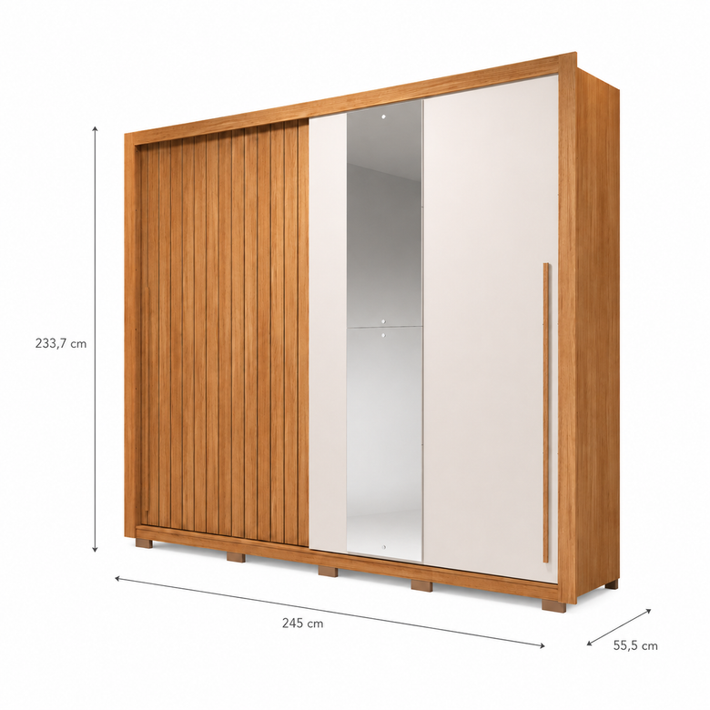 Guarda Roupa Casal 2 Portas de Correr com Espelho e 4 Gavetas 2.4 Flex Moviment Caemmun