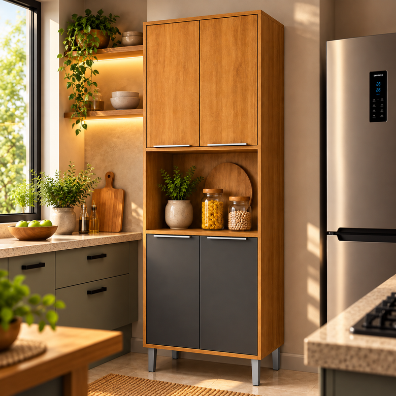 Paneleiro Torre Quente 100% MDF 70cm 4 Portas Divina MGM
