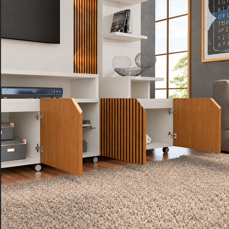 Home Para Tv Até 55" Ripada 3D Cross Lukaliam