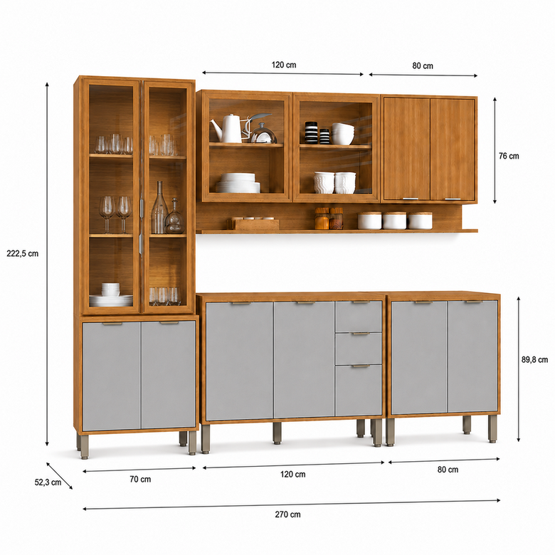 Cozinha Modulada 5 Peças 2 Gavetas 13 Portas Colors Kits Paraná