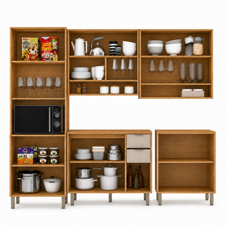 Cozinha Modulada 5 Peças 2 Gavetas 13 Portas Colors Kits Paraná