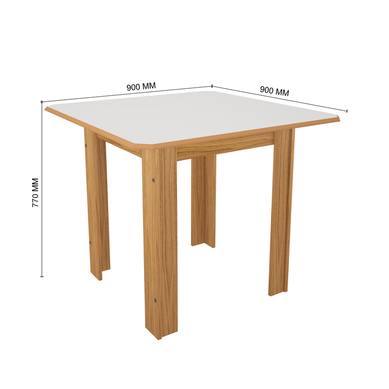 Conjunto de Mesa de Jantar 90x90cm Quadrada Lisboa com 4 Cadeiras Karla Indekes