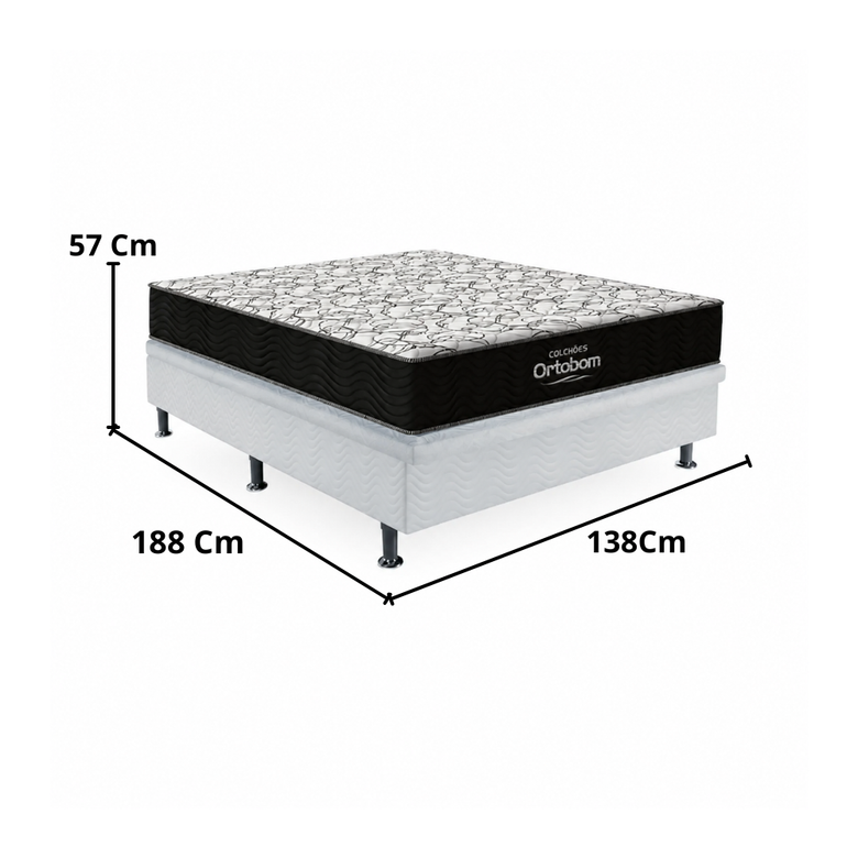Cama Box Casal Airteh D45 (Colchão + Base) 138x188cm Ortobom