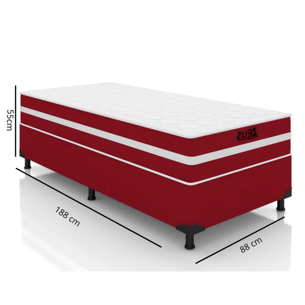 Cama Box Solteiro Zeus (Colchão + Base) 88x188 Molas Ensacadas Bacetto