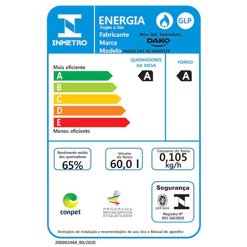 Fogão 4 Bocas Mesa de Vidro Automático Magister Dako