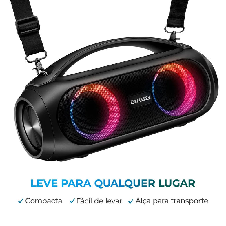 Caixa de Som Boombox AIWA BBS-02-A 50W BT 8H IPX5 RGB USB