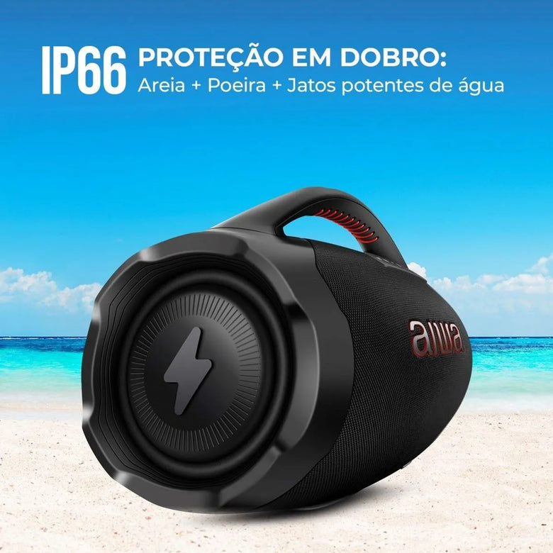 Caixa de Som Boombox Plus BBS-01-B 200W BT 30H IP66 USB AIWA