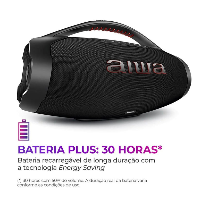 Caixa de Som Boombox Plus BBS-01-B 200W BT 30H IP66 USB AIWA