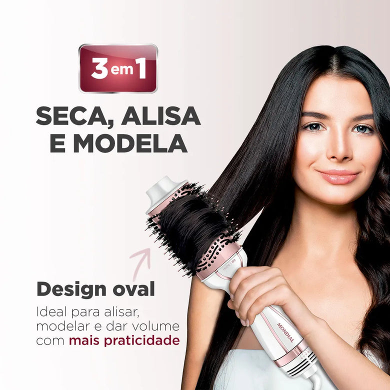 Escova Secadora Mondial Branco e Rose Gold 1300W ES-50