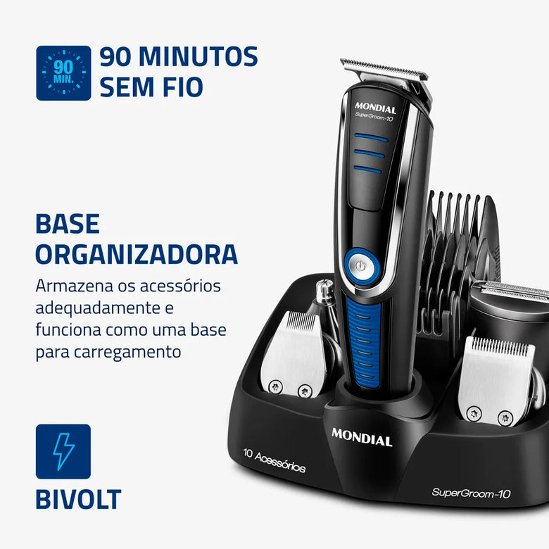 Máquina de Cortar Cabelo Mondial Super Groom 10 BG-03