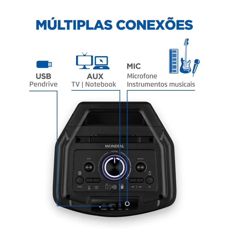 Caixa de Som Party Box Mondial Bivolt PBX-600-A