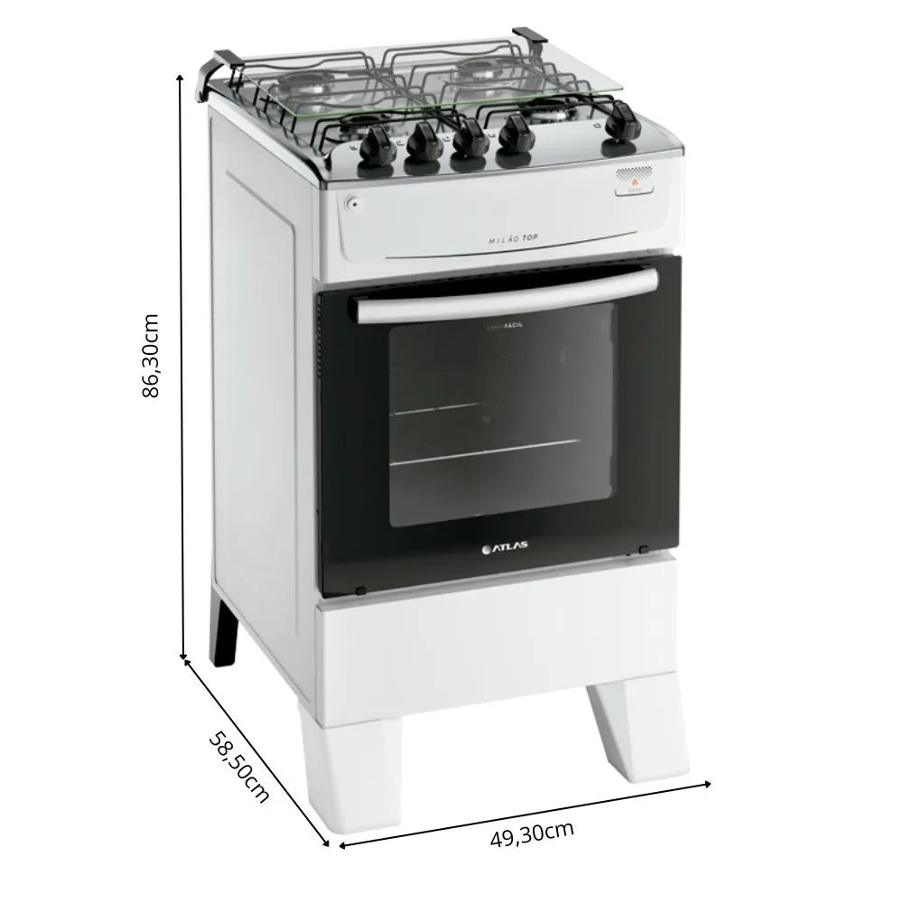 Fogão 4 Bocas Automático Milão Top Atlas